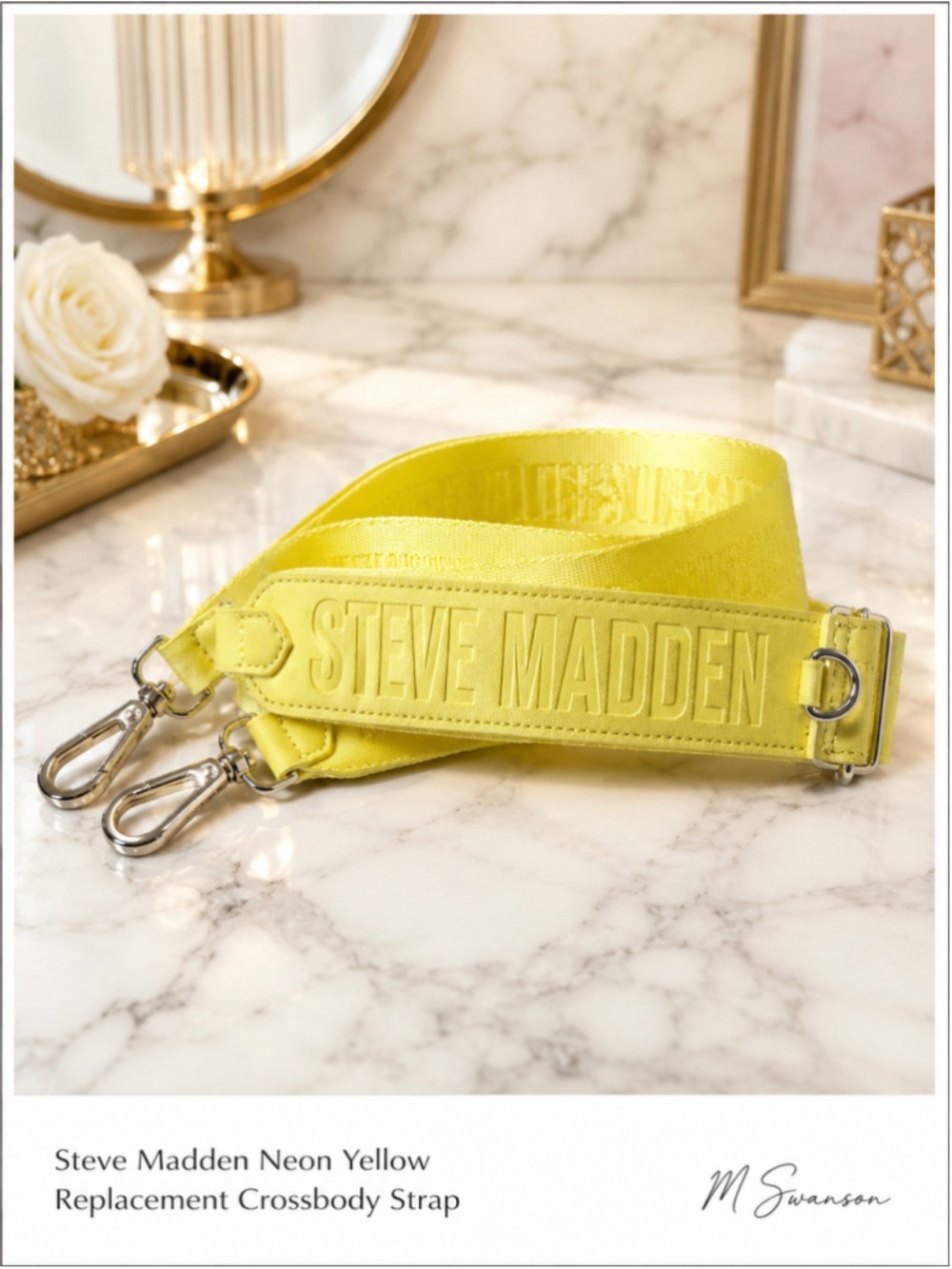 Steve Madden Neon Yellow Logo Guitar Crossbody Replacement Strap – Adjustable Si